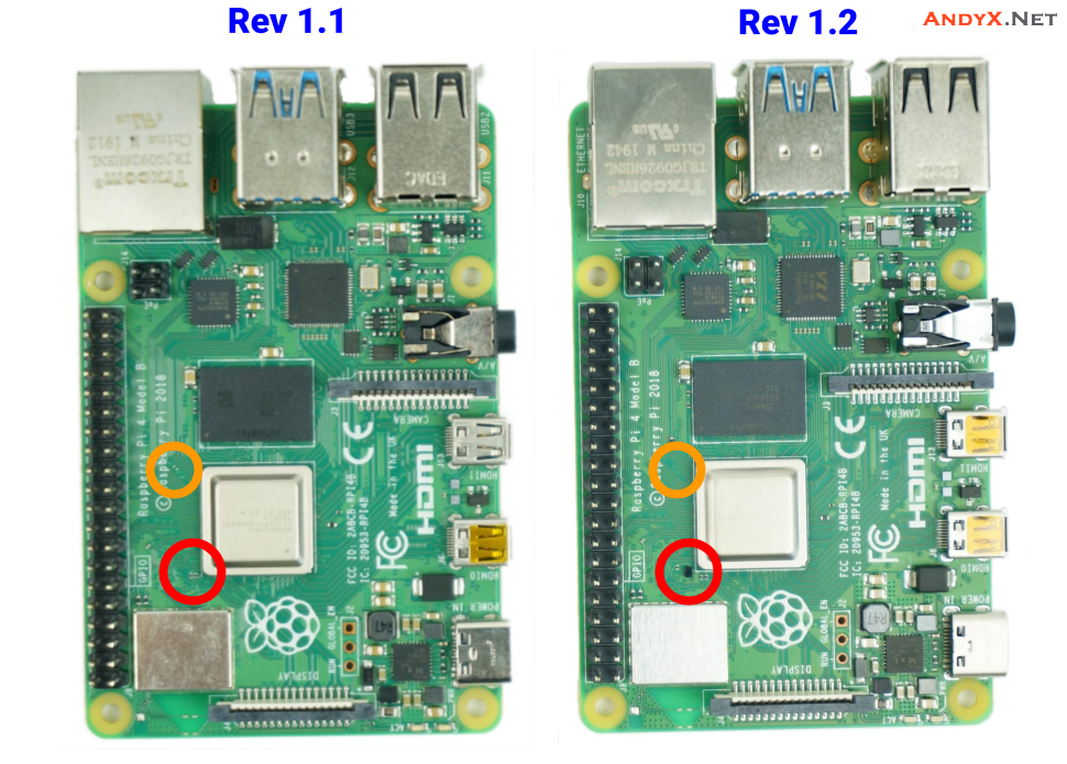 如何判断树莓派4B是1.1版还是1.2版有什么区别/1.2版本已经修复USB-C问题以及提升了TF卡性能