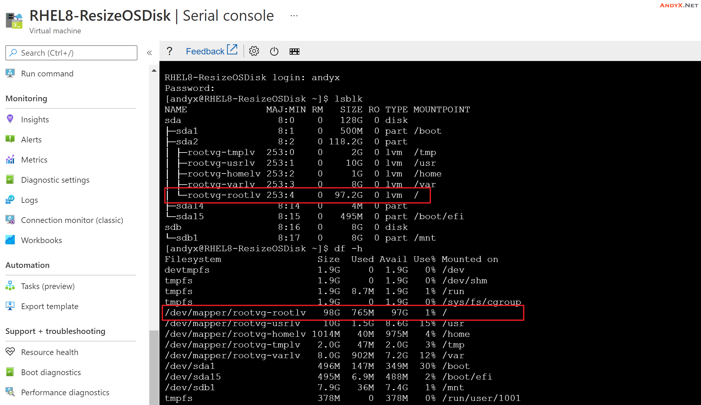 微软Azure云 IAAS故障排除与实战101：扩展含有LVM结构的OS系统磁盘(RHEL8.2)插图25